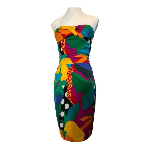 DVF Diane Von Furstenberg CALIDA Runway Dress Tropical Dot Flower Silk Sz 2 - Picture 3 of 11